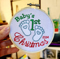 Customizable Baby's 1st Christmas Embroidered Ornaments