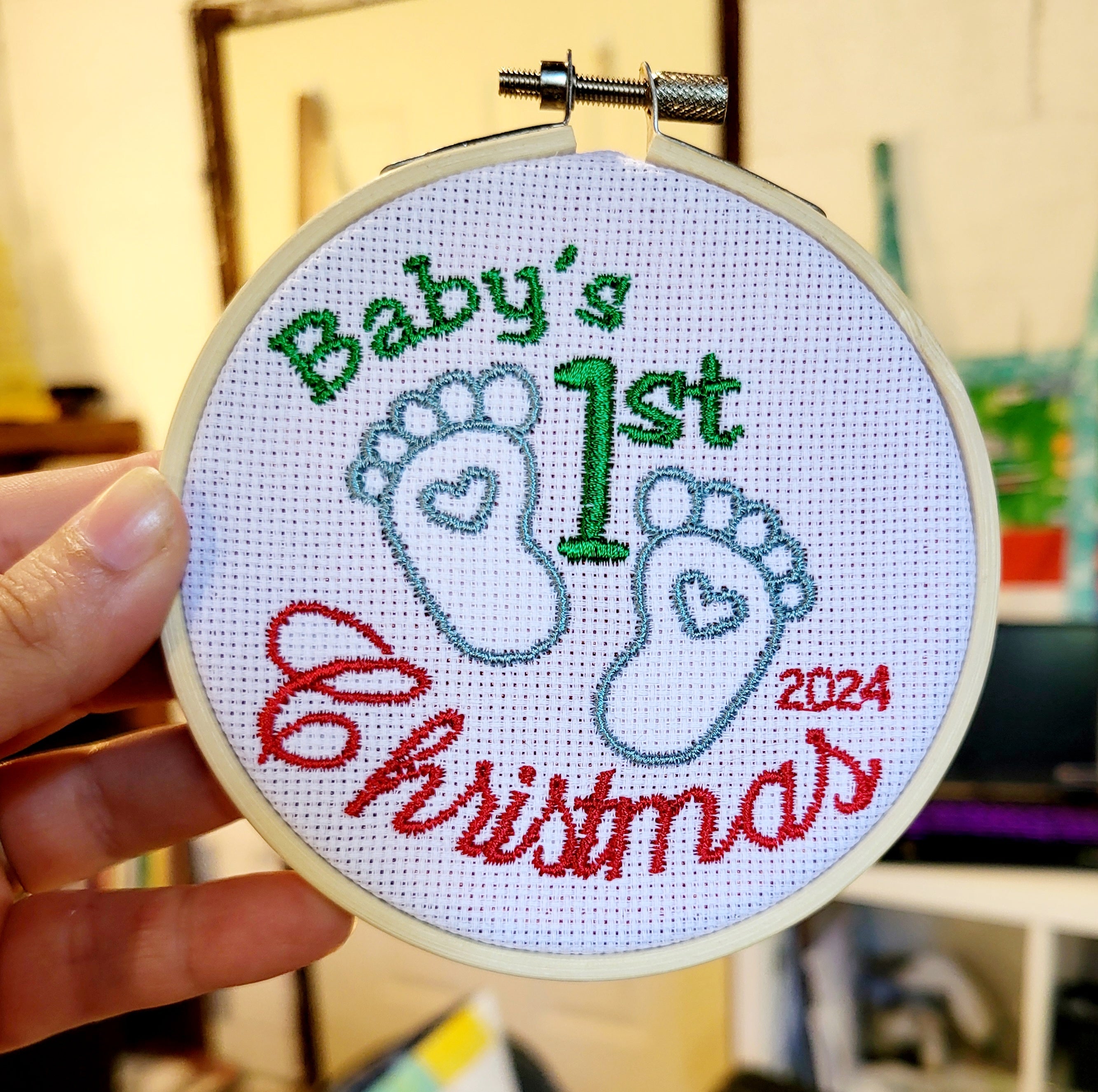 Customizable Baby's 1st Christmas Embroidered Ornaments