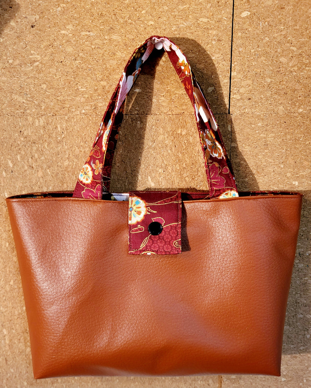 Faux Leather Handbag with Cotton Lining