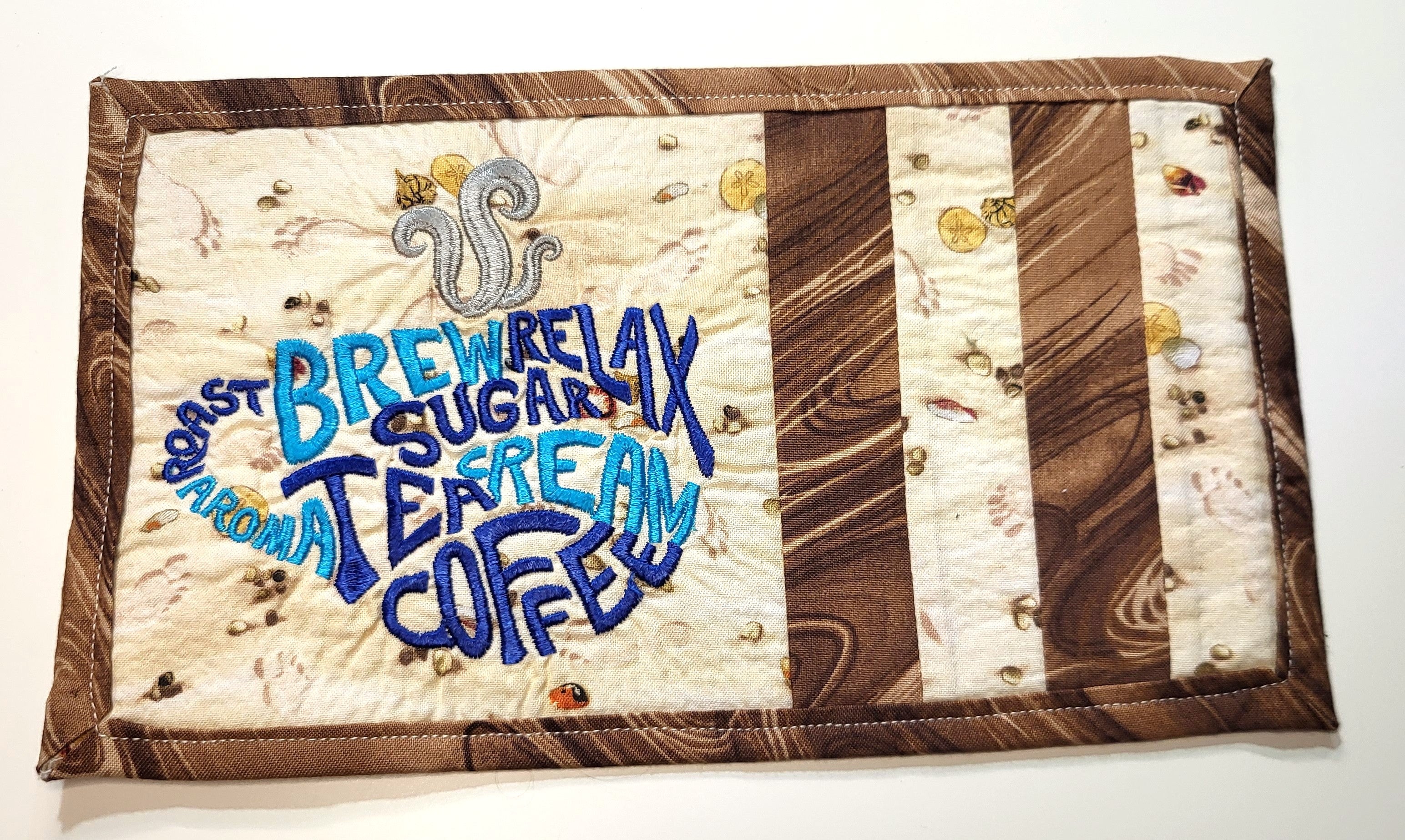 Embroidered Mug Rug