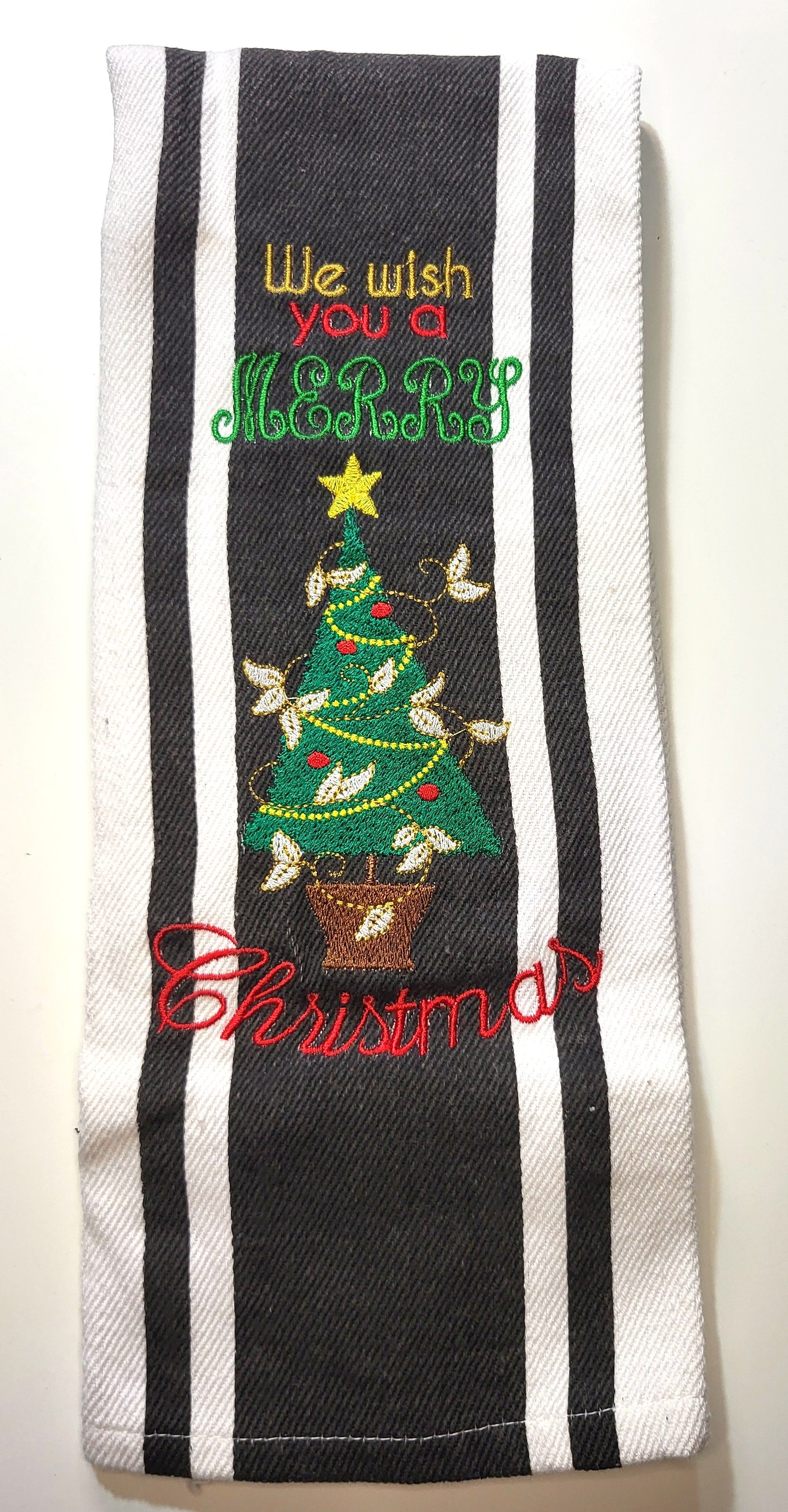 Embroidered Towel "We Wish You a Merry Christmas"
