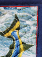 Angler Quilted Wall Hanging – Hand-Guided Longarm Fiber Art (6″ × 8″)