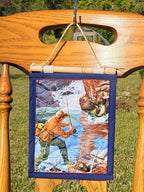 Angler Quilted Wall Hanging – Hand-Guided Longarm Fiber Art (6″ × 8″)