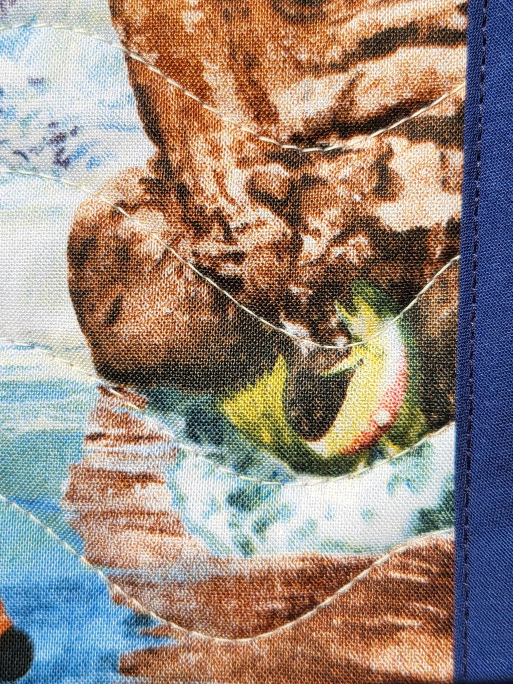 Angler Quilted Wall Hanging – Hand-Guided Longarm Fiber Art (6″ × 8″)