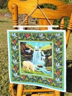 Beside Peaceful Waters Quilted Wall Hanging – Hand-Guided Longarm Fiber Art (16″ × 15″)