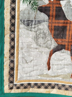 Cabin Deer Quilted Wall Hanging – Hand-Guided Longarm Fiber Art (12″ × 12″)