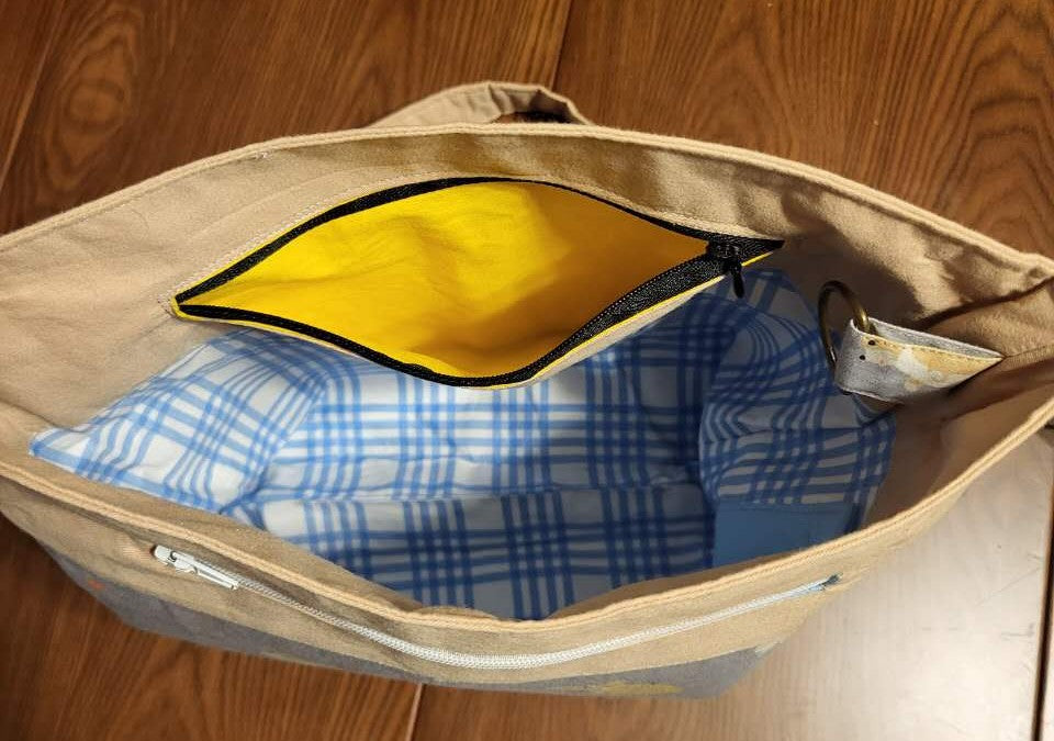 Cotton Shoulder Bag with Corgi Fabric