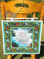 Psalm 23 Quilted Wall Hanging – Hand-Guided Longarm Fiber Art (16″ × 15″)