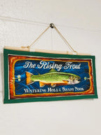 The Rising Trout Quilted Wall Hanging – Hand-Guided Longarm Fiber Art (12″ × 6″)